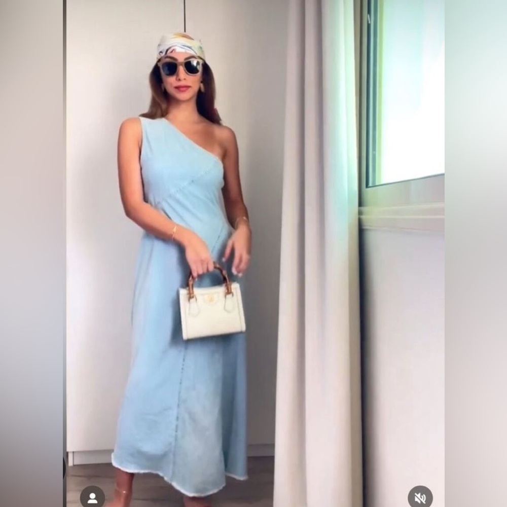 Zara Asymmetric Denim Dress New With Tags.